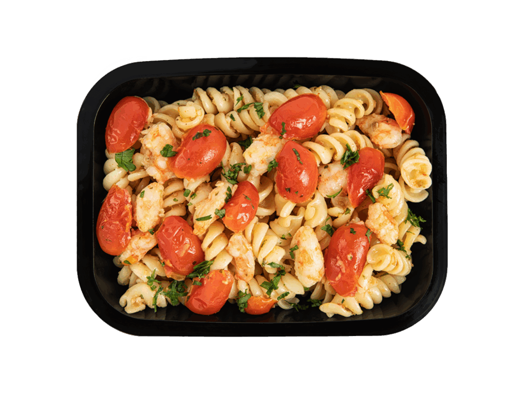 pasta con cherrys gambas